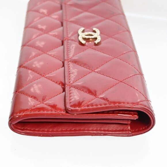 AUTHENTIC CHANEL Wallet Coco Mark Purse Patent Leather Red bsj358-121125 - Picture 4 of 16